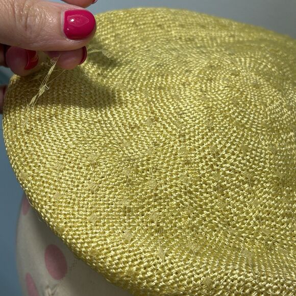 Roberta Bernays Hat Womens Yellow Antique Vintage Lace Top Round - Picture 7 of 11